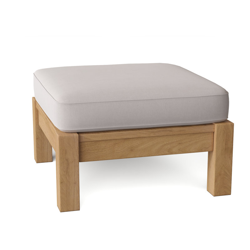 Chelsea Outdoor Teak Ottoman, Sailcloth Seagull