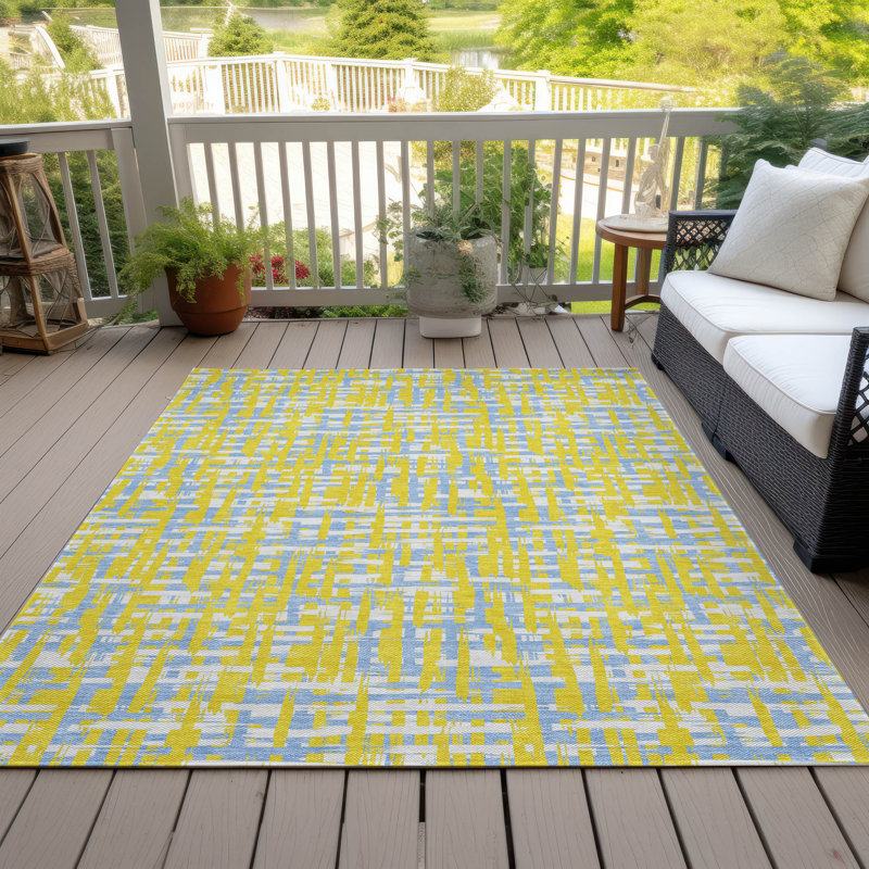 Tapis intérieur / extérieur doré Zarifa , 10 pi x 14 pi