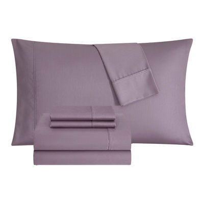 adamstown 1500 Thread Count 6 Piece Premium Cotton Rich Sateen Sheet Set, 4 Pillow Cases, 1 Fitted Sheet, 1 Flat Sheet, Fits Mattresses up to 16” Deep,  King Size, Lavender Purple