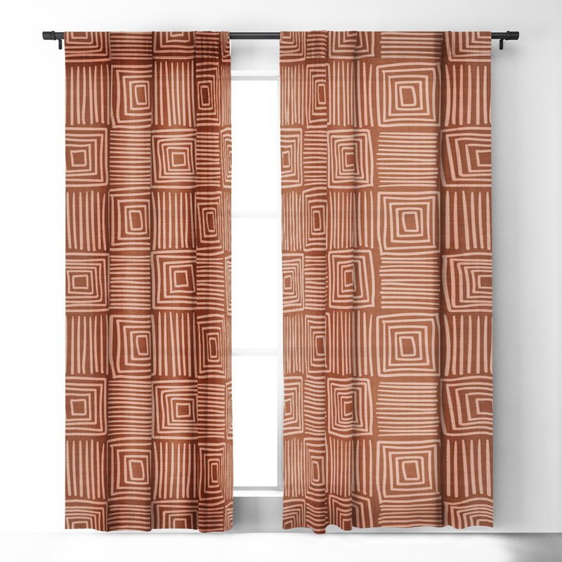 Arbaj Becky Bailey Oasis In Rust/White 1pc Blackout Window Curtain Panel, 50" W x 120" L