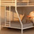 Ady Low Profile Twin Over Full Bunk Bed With Ladder, White Metal Frame