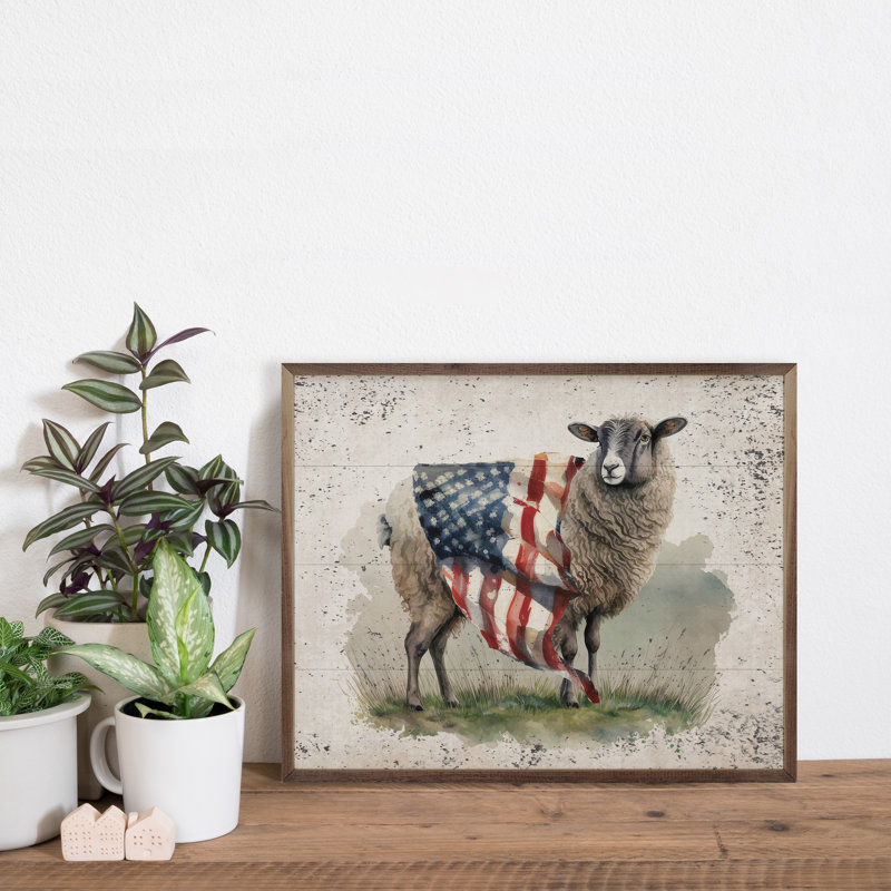 Drapeau patiné patiné des moutons à droite, L 30 po x H 24 po