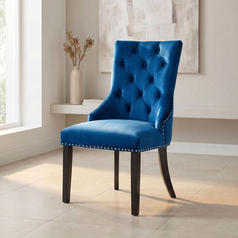 Chaises de salle à manger rembourrées Edward, Bleu, Noir
