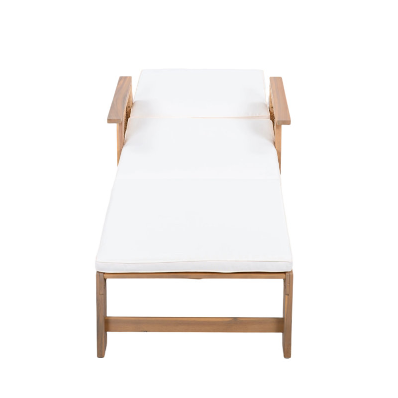 Tomsich Patio Acacia Wood Chaise Lounge with Wheels & Adjustable Backrest, 4