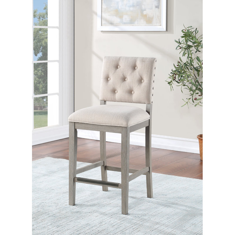 Chamness Upholstered Counter Stool with Solid Wood Frame, Bar Stool (30” Seat Height)