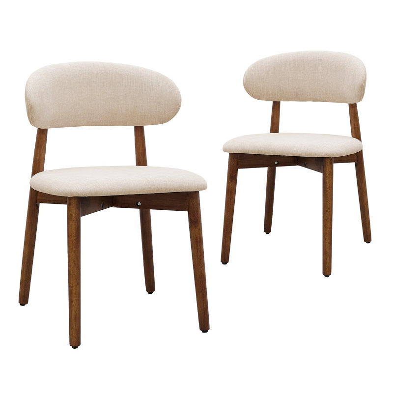 Ensemble de 4 chaises sans accoudoirs, 4, Noyer, Beige