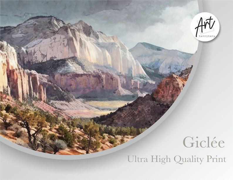 Art mural horizontal Zion National Park, H 24 po x l 48 po x P 1,5 po, Toile tendue