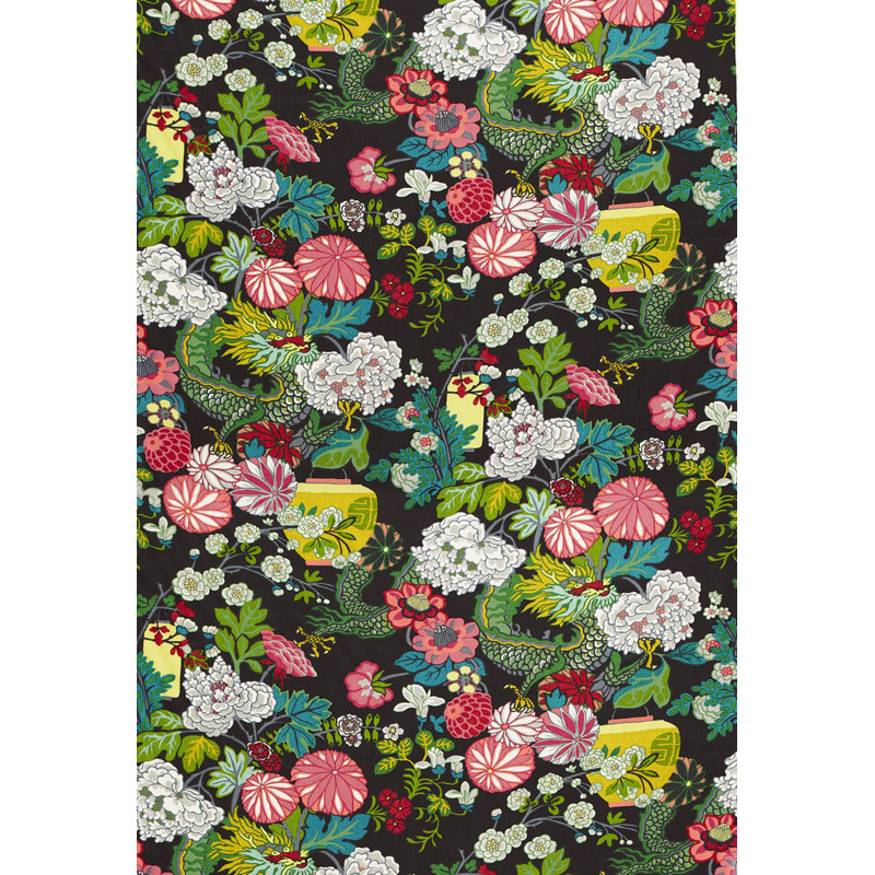 Chiang Mai Dragon Fabric, Ebony