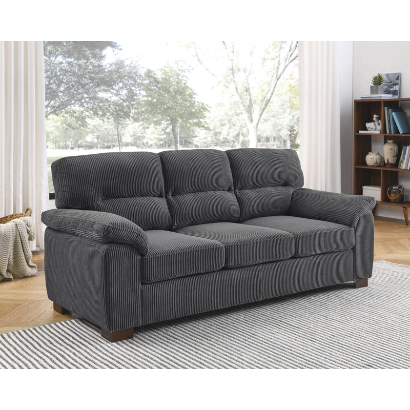 Canapé futon de style transitionnel capitonné avec porte-gobelet encastré et base convertible en lit