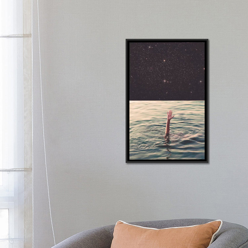 «Drown in Space», impression sur toile, H 26 po x l 18 po x P 1,5 po, Toile avec cadre noir, Pas de tapis