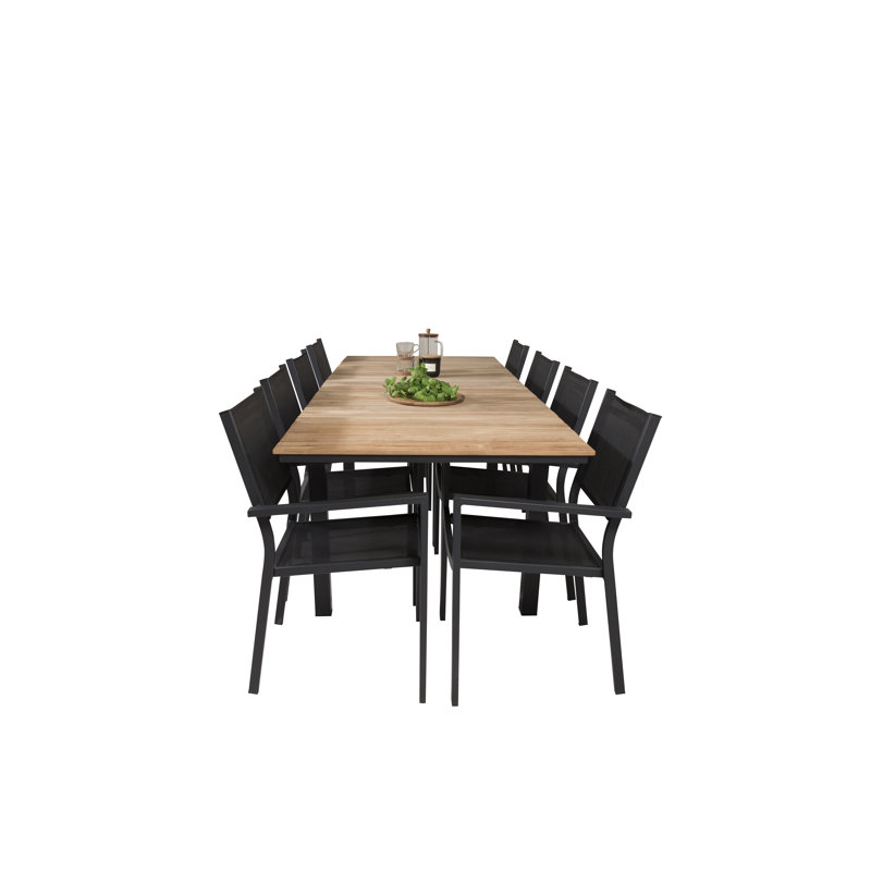 Anoki 8 - Person Teak Solid Wood Patio Dining Set Extendable Rectangular Table