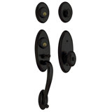 Landon Handleset with Single Cylinder Deadbolt and Door Knob and Rosette