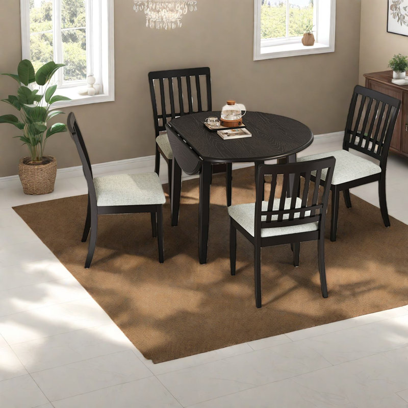 Space-saving Dining Table Sets With Extendable Wood Table, 4 Chairs, Modern Design