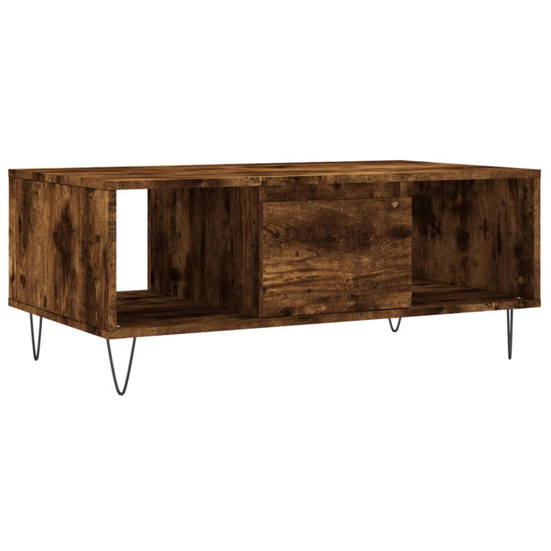 Nairah Four Leg Coffee Table with Storage, Smoked Oak