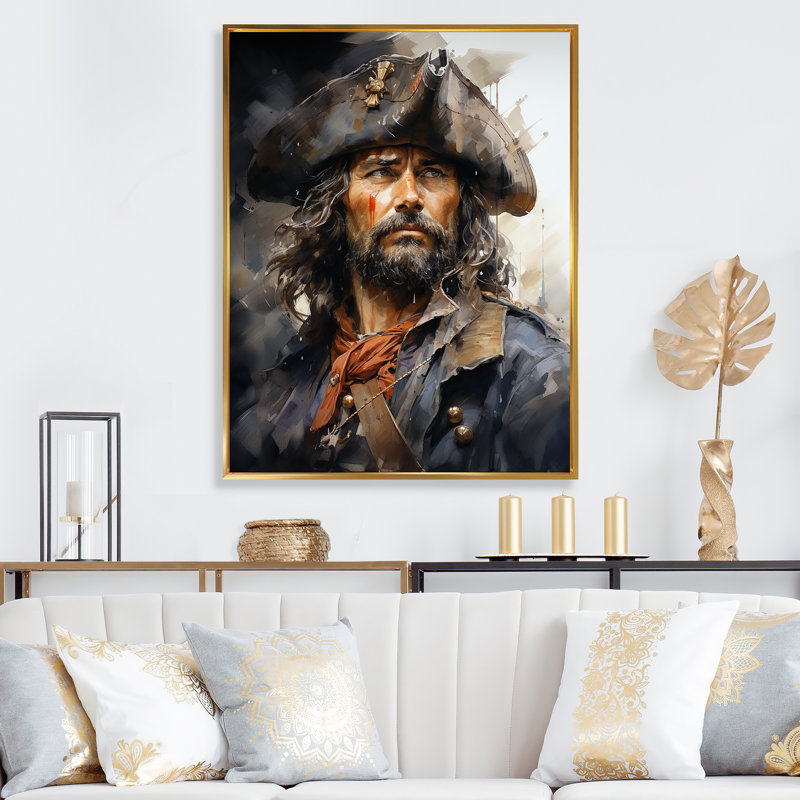«Pirate Captains Portrait», reproduction sur toile flottante, Encadrement doré, H 40 po x l 30 po x P 1,5 po