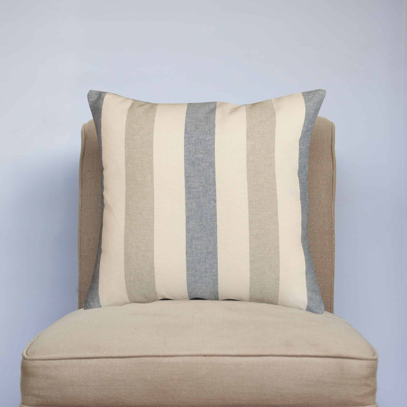 Striped Blue Cushion, 43x43cm, Synthetic filled