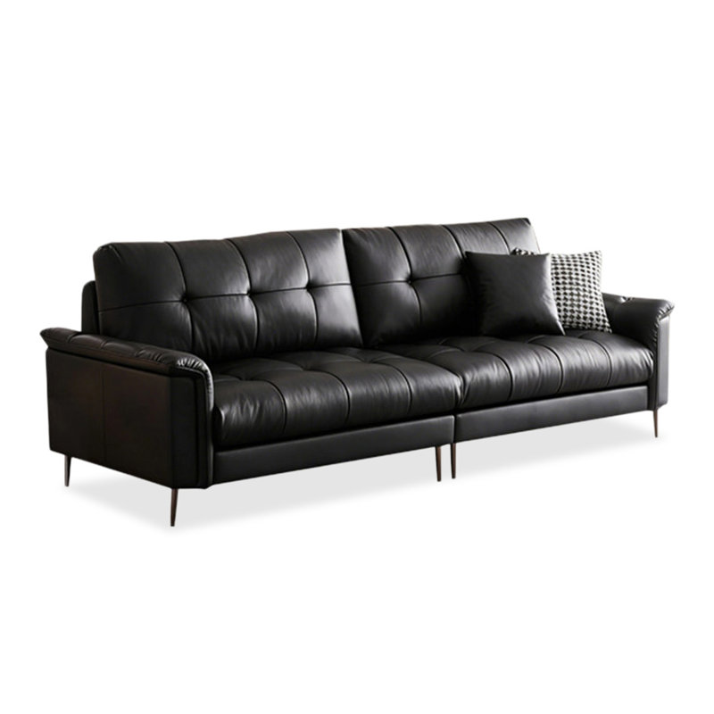 Canapé modulaire noir en similicuir, L 102,36 po