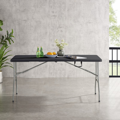 Plastic Folding Table, Portable Picnic Table Outdoor and Indoor, Handle