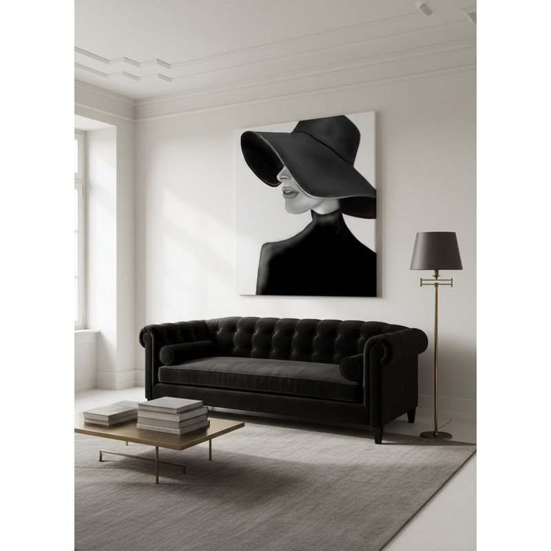«Veiled Silence», art mural sur toile encadré par Kasian Art Studio, Noir