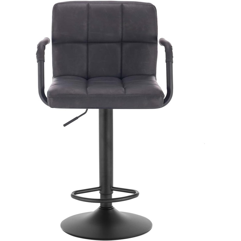 Merola Swivel Upholstered Adjustable Height Counter Stool, Anthracite, 1