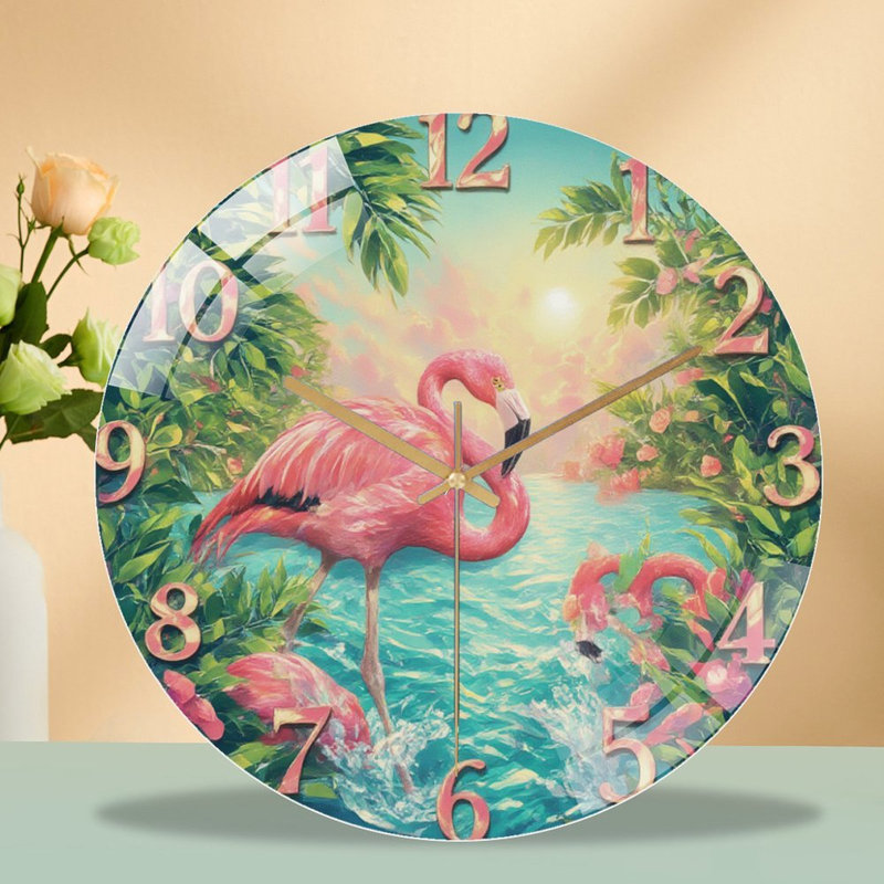 Horloge murale en verre 12 po Flamingo