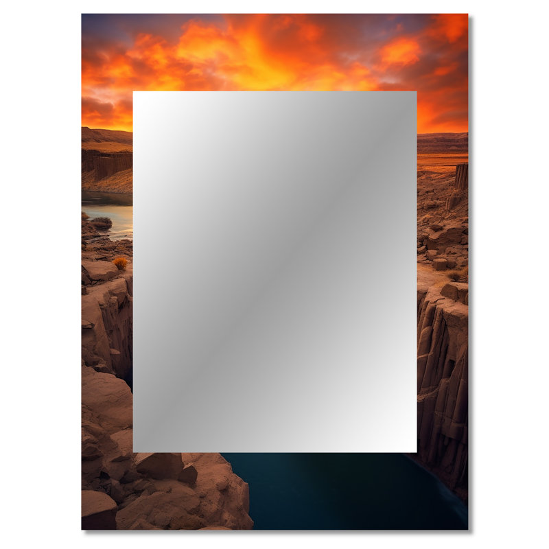 Coucher de soleil sur les chutes de Shoshone, Idaho - miroir décoratif de l'Idaho, miroir mural orange, impression d'art en métal