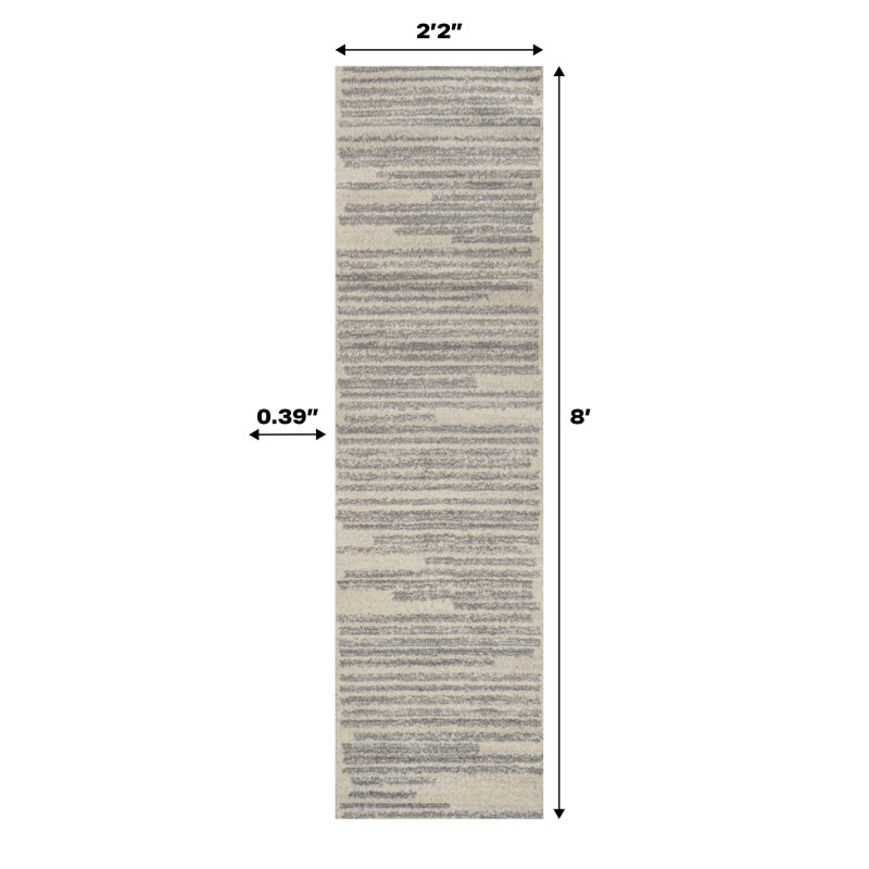 Tapis crème / gris Nastazja, Tapis de couloir 2 pi 2 po x 8 pi