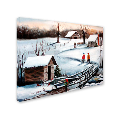 Old Springhouse At Chirstmas  Wrapped Canvas Print