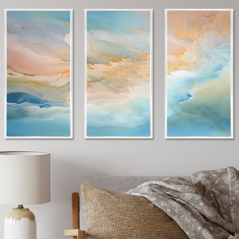 «Clouds Charm», art mural sur toile, H 40 po x l 60 po x P 1 po, Cadre flottant blanc