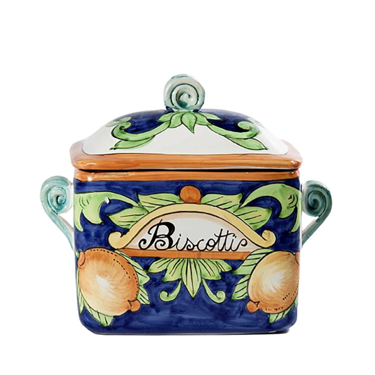 Hand Painted Ceramic Majolica Cookie Jar