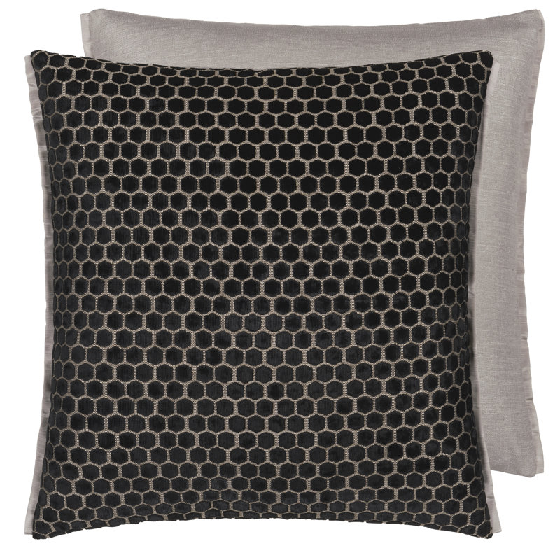 Jabot Velvet Decorative Pillow, Noir Geometric, 22" H x 22" W
