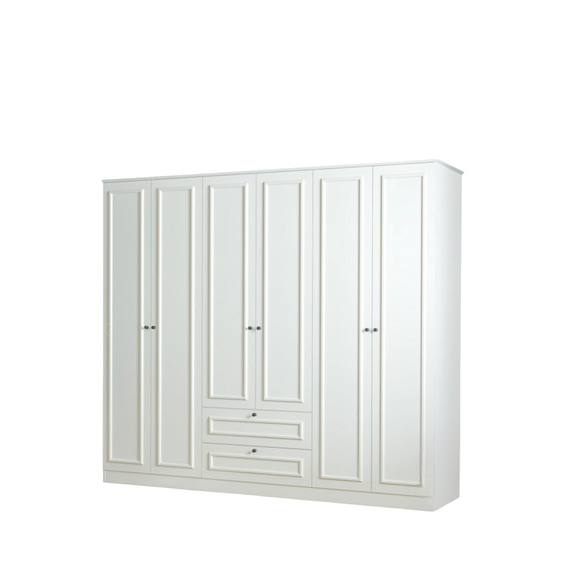 Armoire penderie 6 tiroirs 2 tiroirs, crème
