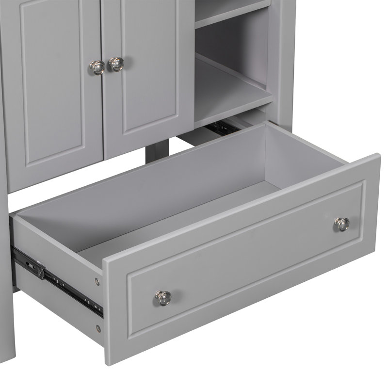 Meuble-lavabo 30 po avec lavabo en céramique, Gris