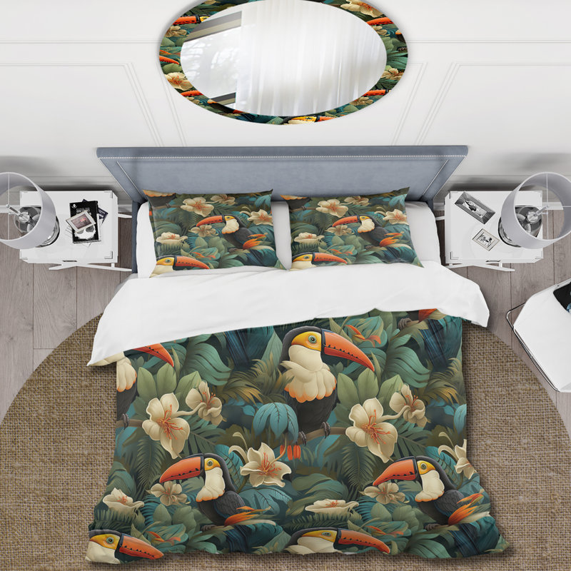 Ensemble de housse de couette Toucan Tapisserie, Housse de couette simple + 1 taie décorative stan