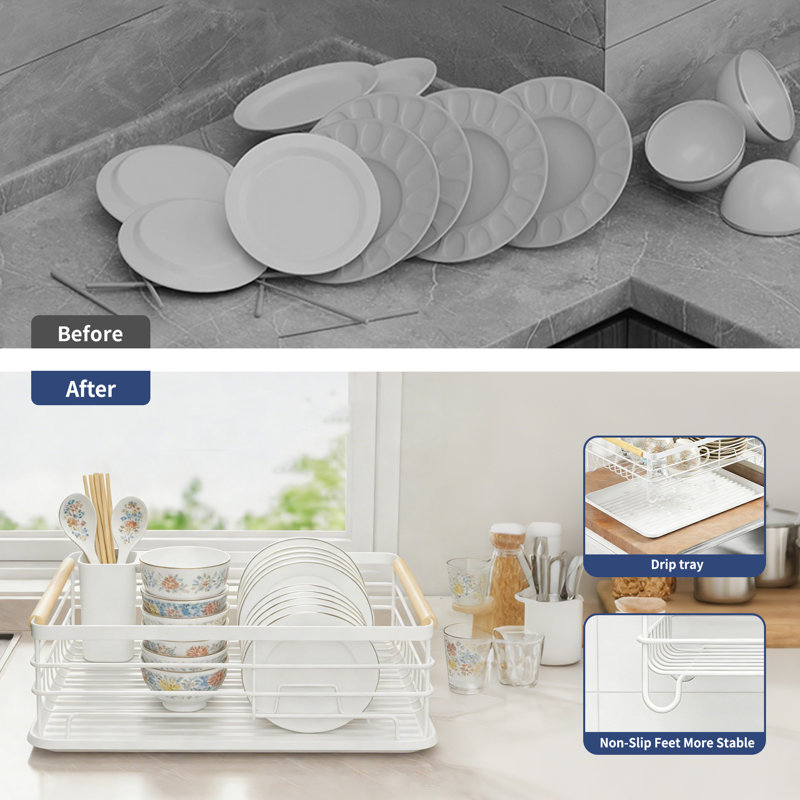 Dish Racks For Kitchen Counter Drying Rack Kitchen, White