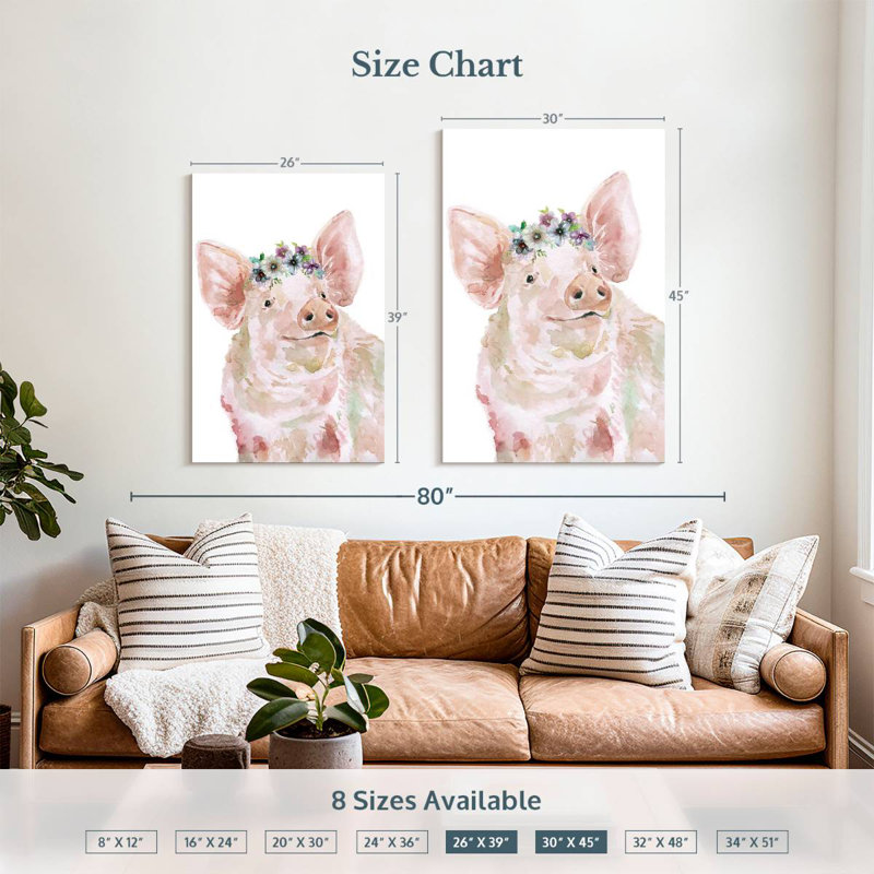 Brampt Flower Crown Pig, 39" H x 26" W