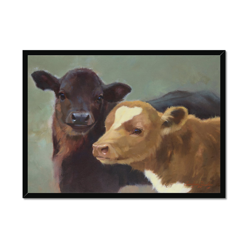 Farm Pals II by Carolyne Hawley - Painting, 34cm H x 50cm W, Black Framed Paper Print