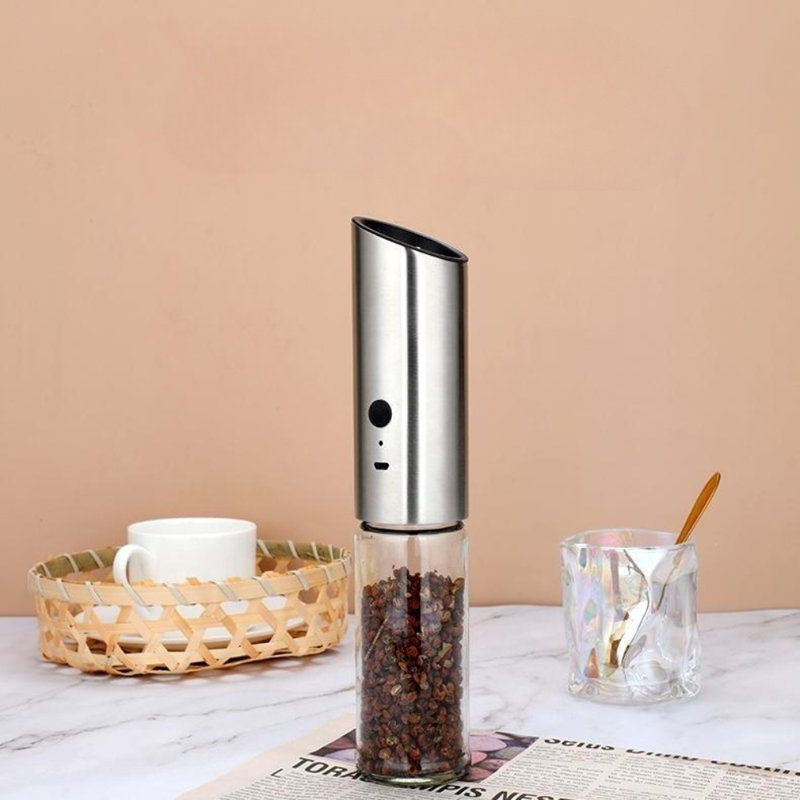 Electric Salt & Pepper Grinder Set – USB Rechargeable, 6 Grind Settings, LED Light, Stainless Steel