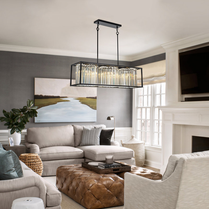 3-light Dimmable Rectangle Kitchen Island Pendant