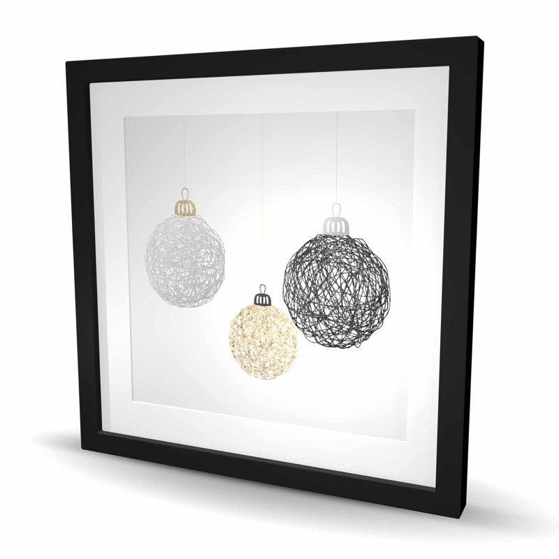 Trois boules de Noël - reproduction encadrée mate pour la décoration intérieure