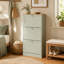 Armoire de rangement moderne à chaussures verte avec 3 tiroirs rabattables et tablettes réglables pour 12 à 18 paires
