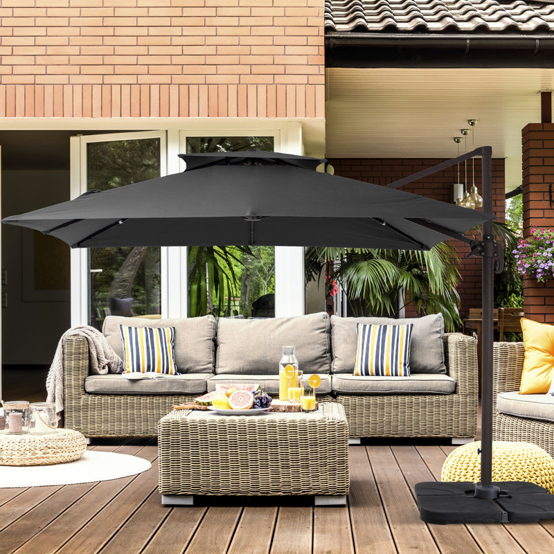 Parasol carré en porte-à-faux 10 pi Anand, H 99,24 po x l 120 po x P 120 po, Gris