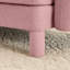 Canapé convertible en L rose à 4 places en tissu bouclé avec pieds en forme de coquillage, amovibles et cylindriques. Structure de sièges confortables pour le salon avec des espaces de confort de conception moderne-1184060139