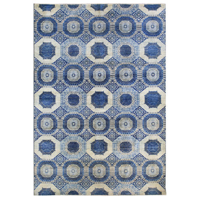 Tapis unique en laine et en coton tissé à la main nouvel âge 6 pi 3 po x 8 pi 11 po Mamluk