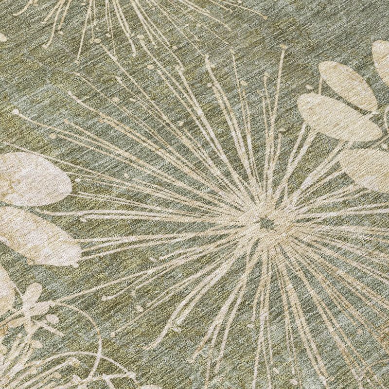 Machine Washable Indoor/Outdoor Kaczor ACN2225 Floral Rug, Rectangle 5' x 7'6"