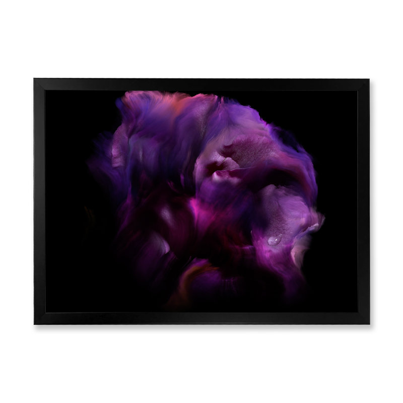 «Mauve foncé fleur fractale III», reproduction de cadre photo sur toile, Cadre photo noir, H 8 po x l 12 po x P 1 po