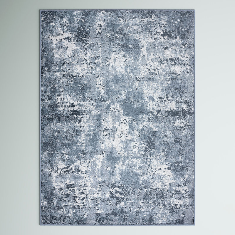 Tapis bleu clair à motif abstrait Baez, Rectangle 7 pi 10 po x 10 pi 2 po