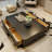 Black rock plate rectangular high-end coffee table-106691004