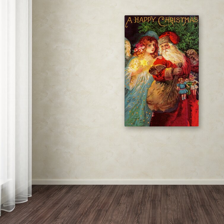 Happy Christmas - Wrapped Canvas Graphic Art Print