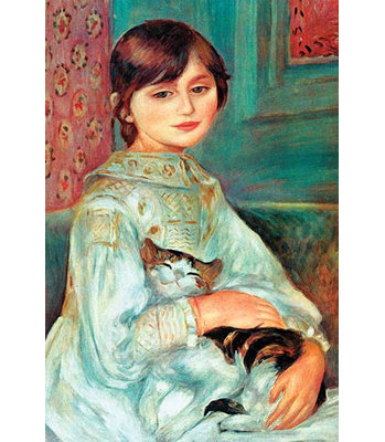 «Jilie Manet with Cat» par Pierre-August Renoir, reproduction d'art